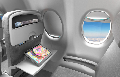 An aircraft window that can charge your smartphone or tablet